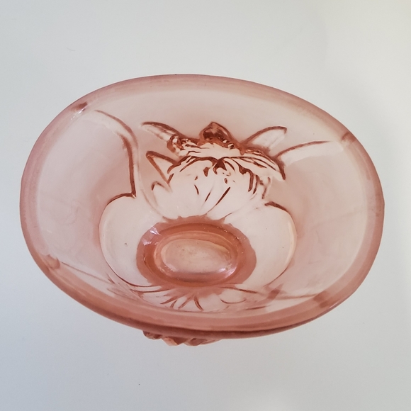 Vintage Pink Frosted Depression Glass Vase - Picture 5 of 7